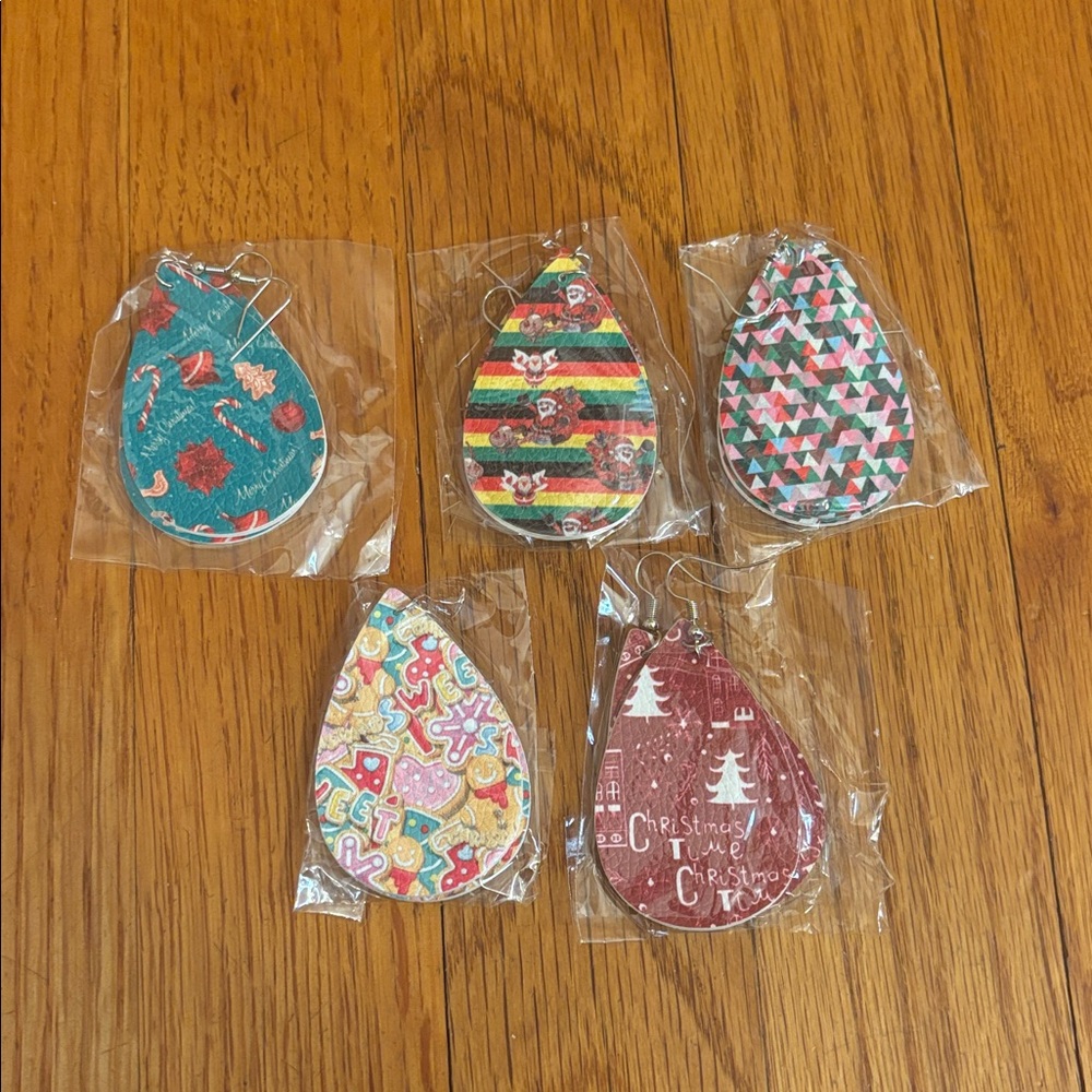 Lot of 5 Colorful Festive Teardrop Earrings Set NWOT